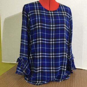 Calvin Klein Blue Plaid Blouse
